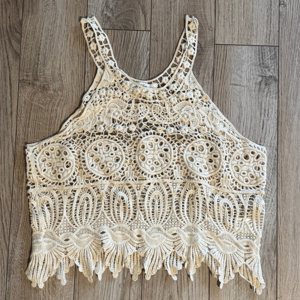Chic Cream Cotton Crochet Fabric